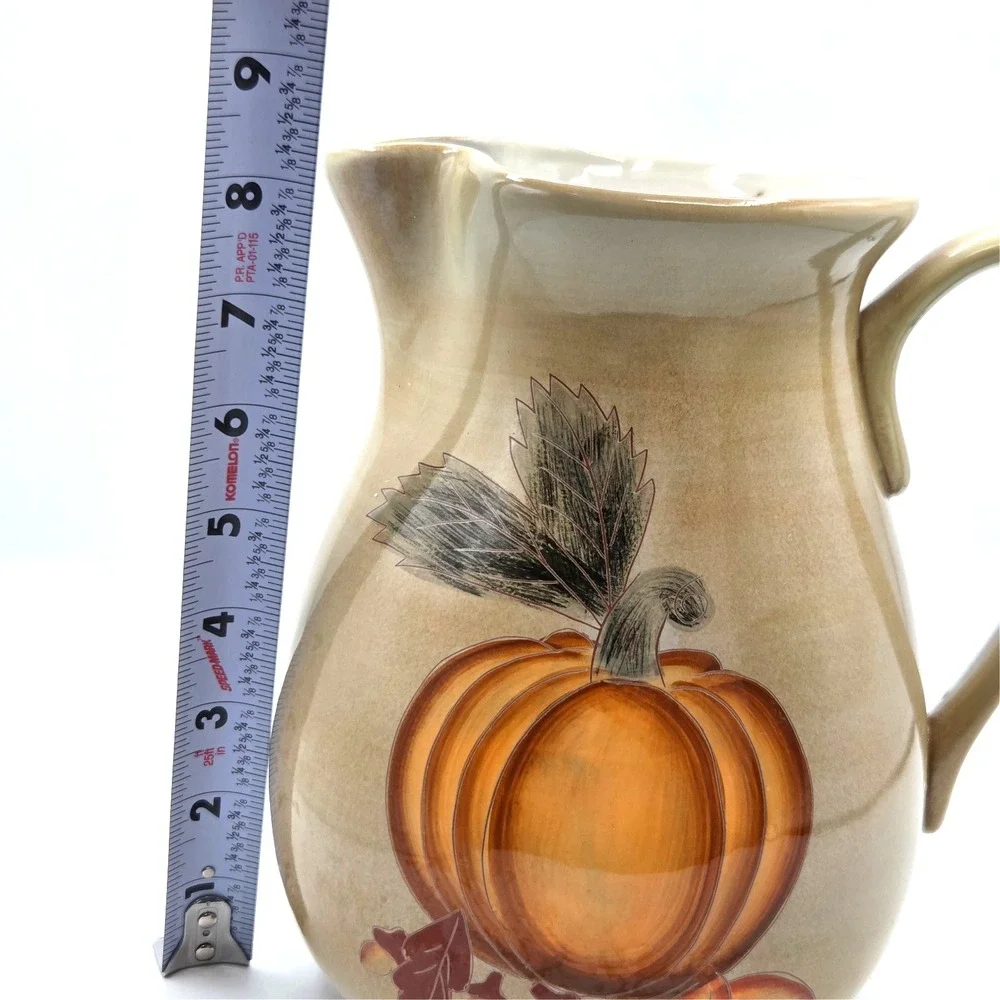 HARVEST 2004 CLAY PITCHER-THANKSGIVING FALL AUTUMN PUMPKIN POTTERY HOME DECOR‎